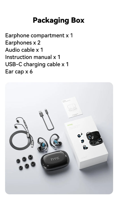 HTC NE81 TWS Wireless Earbuds Bluetooth ANC Wired Voice Control for Singing Live Streaming Touch Control Stereo Sports Earphone