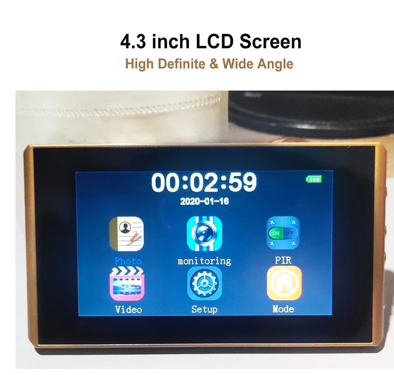 4.3" Inch Door Viewer Video Peephole Camera Motion Detection Monitor Digital Ring Doorbell Video-Eye Safety Recording