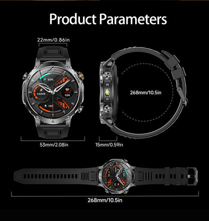 LIGE TANK Ultra 1400mAh Battery Military Smart Watch 10ATM Waterproof Heart Rate Flashlight Sports Bracelet Smartwatch Men Lady