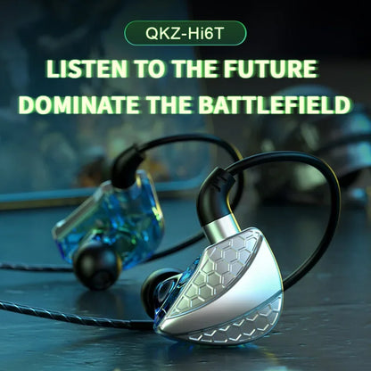 QKZ Hi6T In-Ear Headphones, Studio Monitors, Wired Bass Control, Mobile, Running, Live Streaming