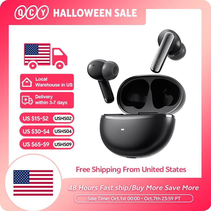 Ship From ES/PL/BR QCY HT18 MeloBuds N70 Wireless Earphones Bluetooth 6.0 Adaptive Hybrid ANC 6 Mics LDAC Hi-Res Audio Earbuds