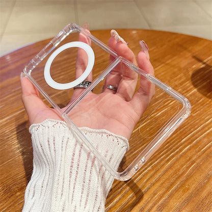 Clear Acrylic For Magsafe Magnetic Wireless Charge Case For Samsung Z Flip Z Fold 7 6 5 4 3 ZFlip7 Flip6 Shockproof Bumper Cover