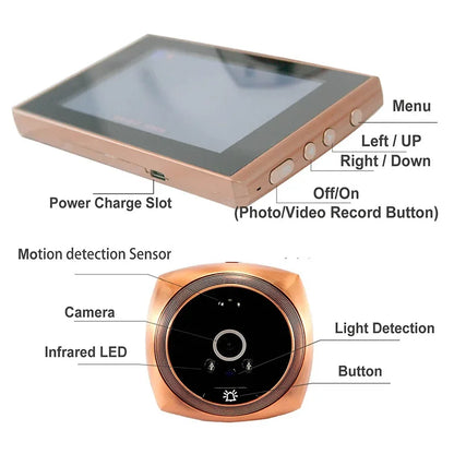 4.3" Inch Door Viewer Video Peephole Camera Motion Detection Monitor Digital Ring Doorbell Video-Eye Safety Recording