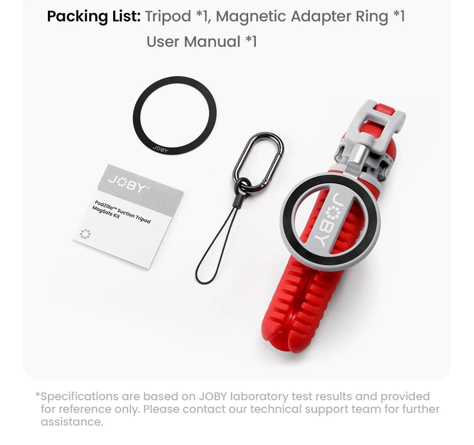 JOBY PZ01 PodZillaᵀᴹ Magnetic Octopus Suction Tripod with 360° Adjustable Flexible Tripod for Iphone 17 16 15 Android Car Vlog