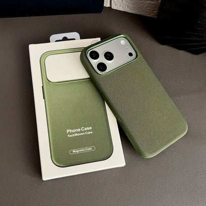 Luxury Official Technology Woven Magnetic Case For iPhone 18 17 16 15 14 13 Pro Max For Magsafe Technical Fabric Original Cover