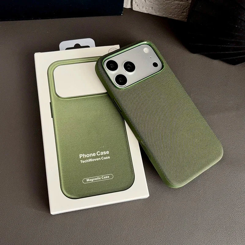 Luxury Official Technology Woven Magnetic Case For iPhone 18 17 16 15 14 13 Pro Max For Magsafe Technical Fabric Original Cover