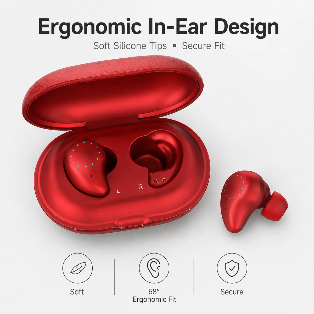 TWS earbuds Mini Invisible Hi-Fi Wireless Earphones, 10mm Driver, DSP Noise Reduction, 56H Long Battery Life, Touch Control