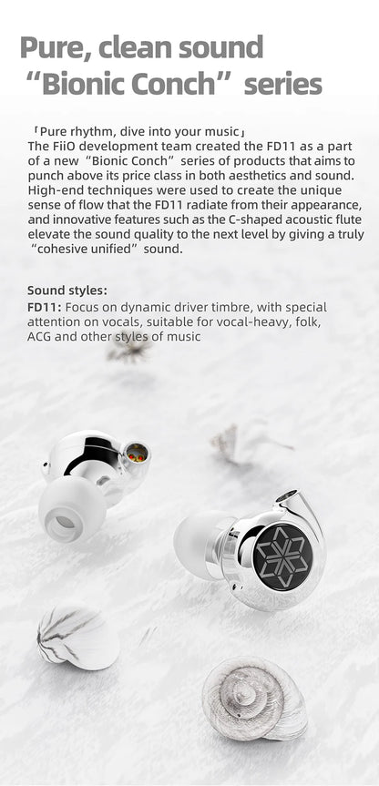 FiiO FD11 Earphones High performance Dynamic Driver IEMs Earbuds with 0.78mm Detachable Cable