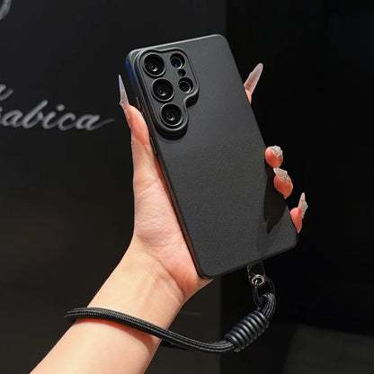 For Samsung Galaxy S26 S23 S24 S25 Ultra Plus FE A57 A55 A56 A53 A54 A37 A36 A35 A34 A17 A16 A15 14 Wrist Strap Matte Phone Case