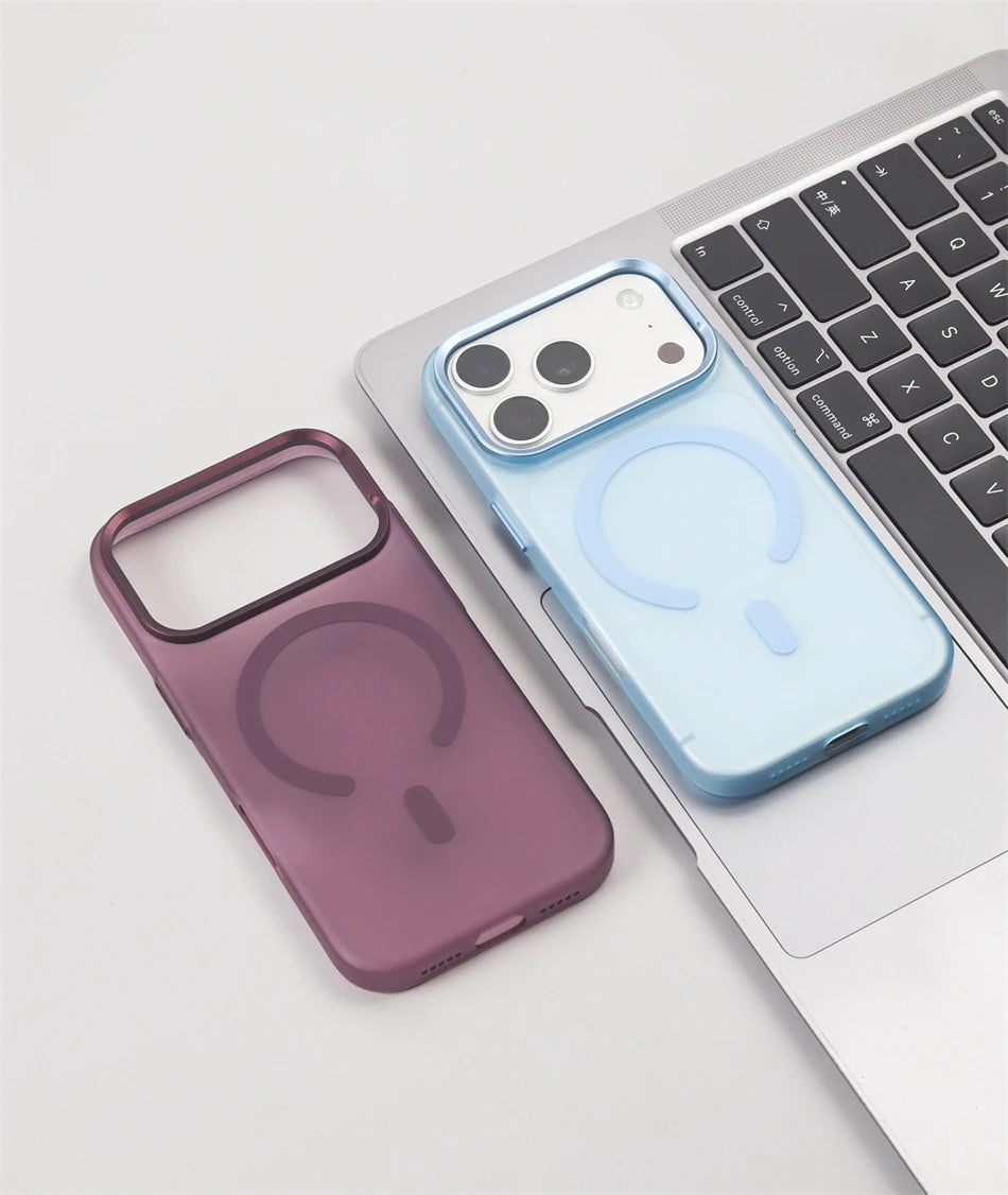 For iPhone 17 16 15 18 Pro Max Air Business Simple Frosted Clear For Magsafe Case Shockproof Magnetic Charge Thin Hard Cover