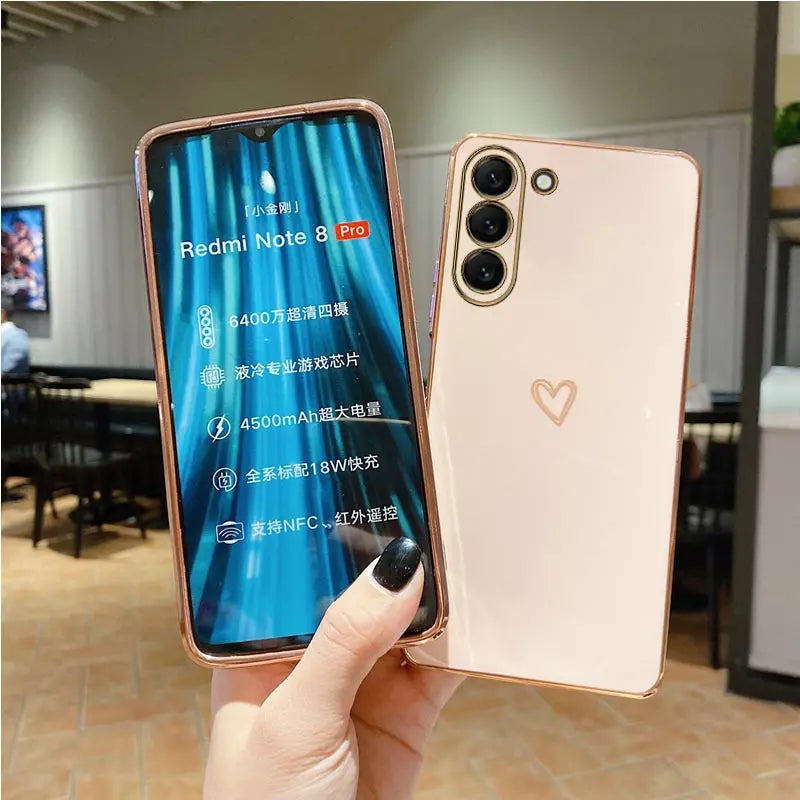 S 24 Love Heart Plating Phone Phone Case On For Samsung Galaxy S24 Plus S24 Ultra S24+ S24Plus S24Ultra 5G Luxury Back Cover