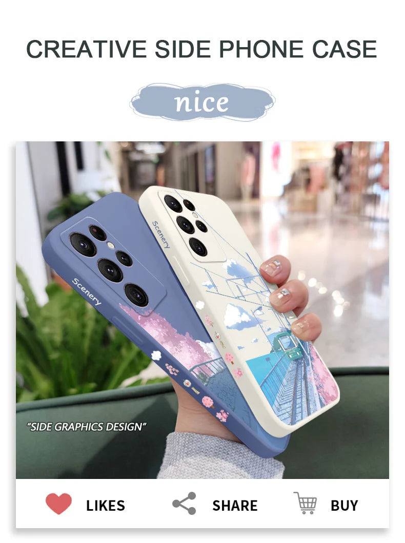 Tranquil Scenery Phone Case For Samsung Galaxy S25 FE S24 S23 S22 S21 S20 Ultra Plus S10 10E Note 20 ultra 10 9 Plus Cover