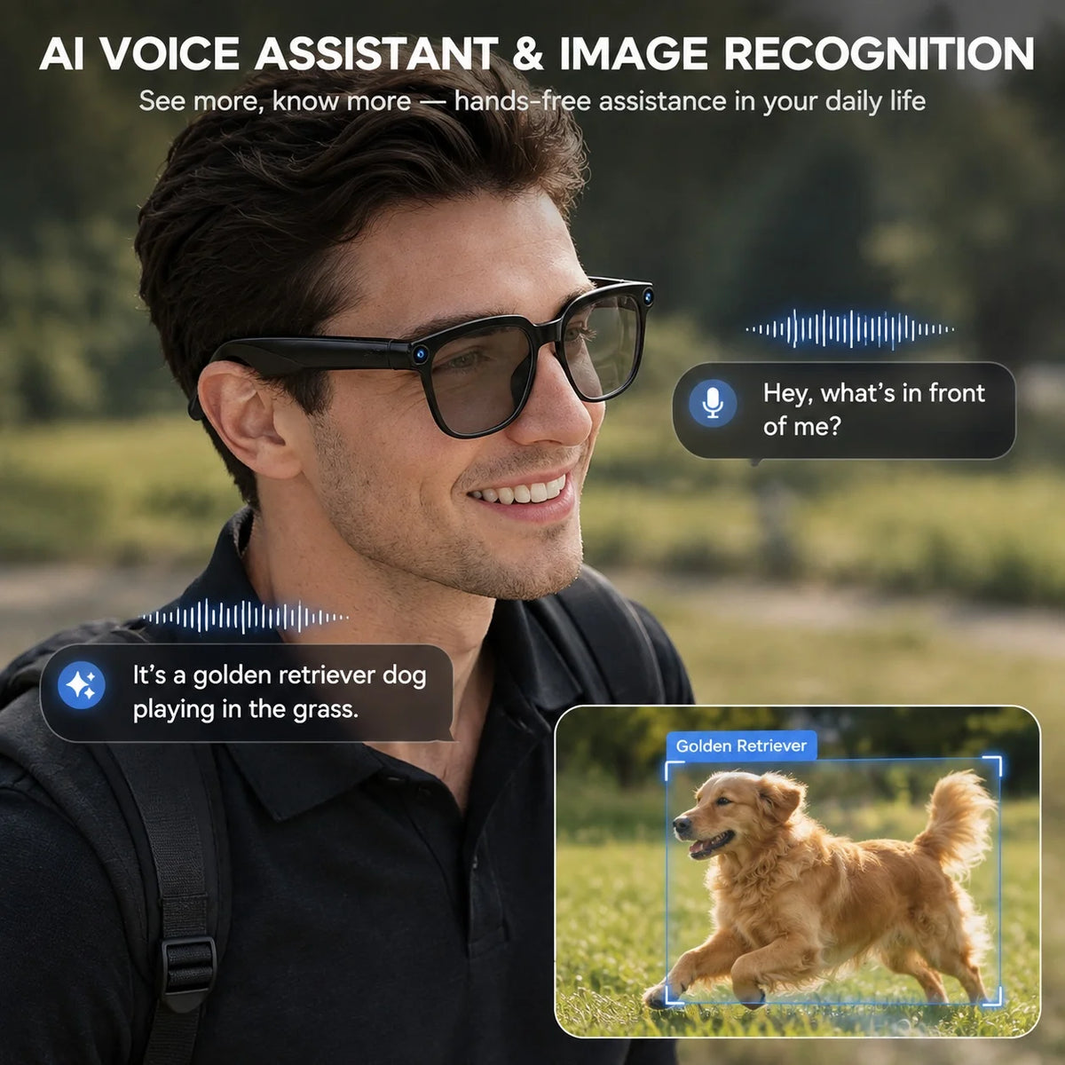 TOP1 Smart Glasses with Camera 13MP HD Video Live Streaming&Photo Capture Recording Glasses With ChatGPT Translation Men Women