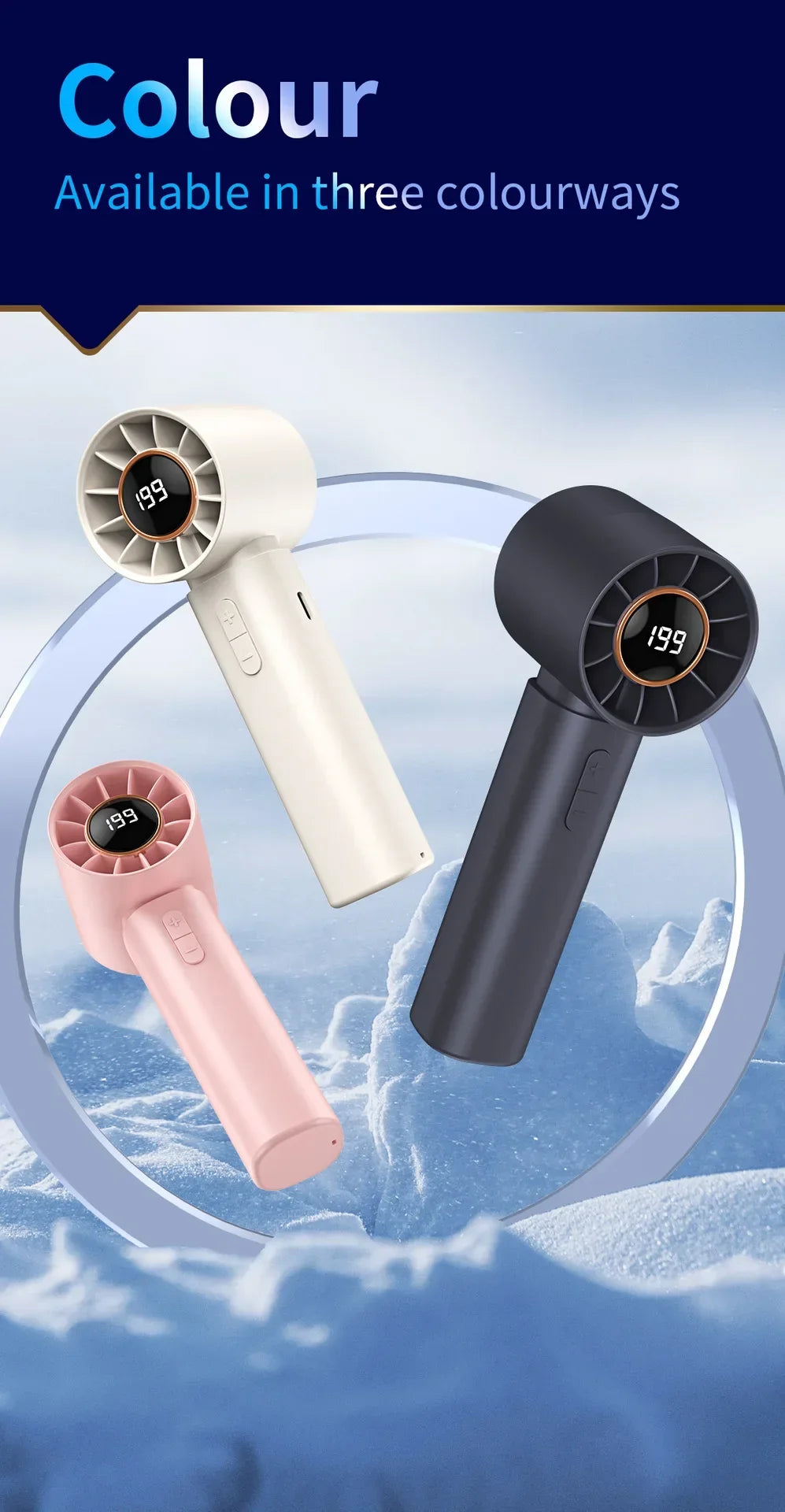 Hot New High Speed Folding Refrigeration Fan, Digital Display Mini Portable USB Charging Fan, High Wind Power Handheld Fan