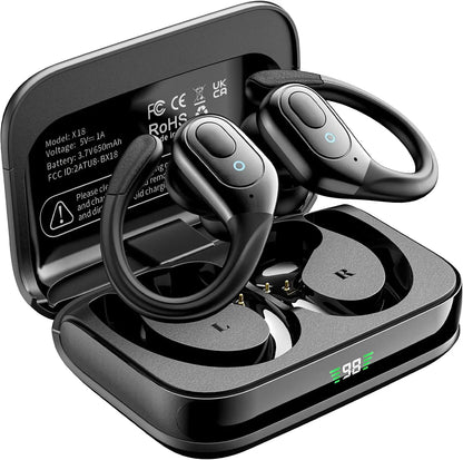 TWS Sports Earbuds Bluetooth 6.0 HIFI Bass Wireless Headphones LED Button Handsfree Earphone Noise Cancelling Waterproof Headset