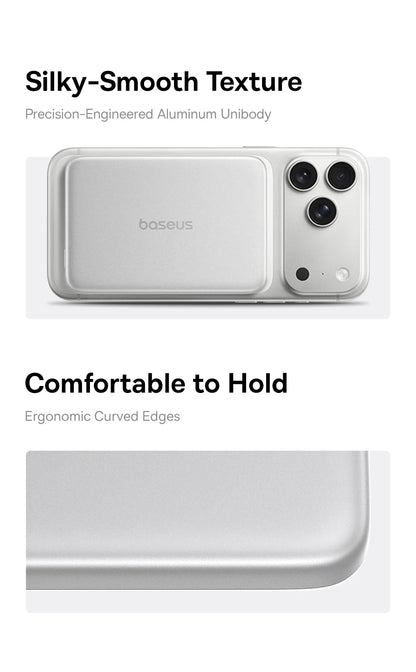 Baseus Qi2.2 Magnetic Power Bank 30W USB-C & 25W Wireless Charging 10000mAh Card-Slim NFC Battery Monitoring for iPhone Samsung