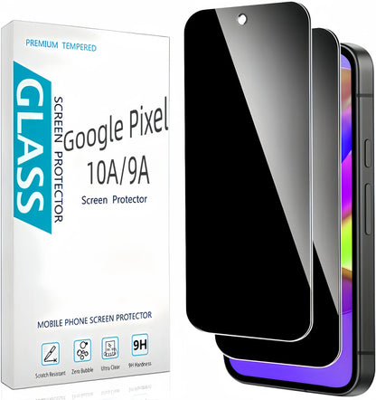 2 Pcs Privacy Screen Protector Tempered Glass Film For Google Pixel 10a/9a ,Full Coverage, Anti Scratch, Bubble Free