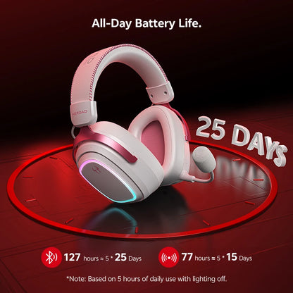 QCY Gaming Headset Heroad GT2 THX Spatial Audio+ 7.1.4 Tri-mode RGB 3-Mic ENC Over Ear Headphone for PC/PS4/PS5 Headset Gamer