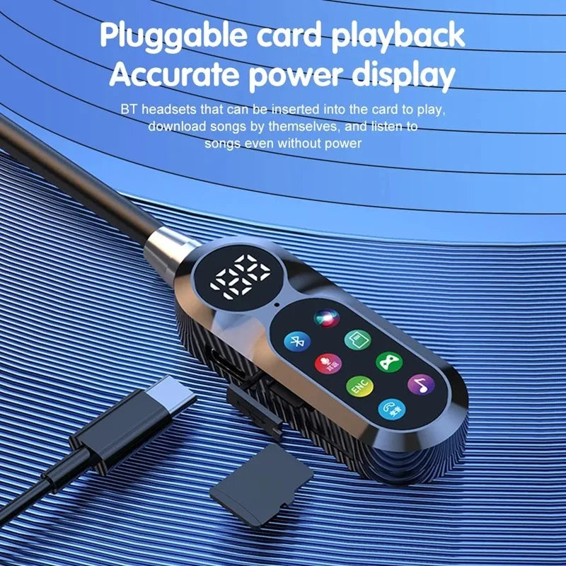 KEBIDUMEI Neckband Headsets with HD Screen Bluetooth 5.4 Earphones Wireless In Ear Earbuds HiFi Stereo Voice Assistant TF Play