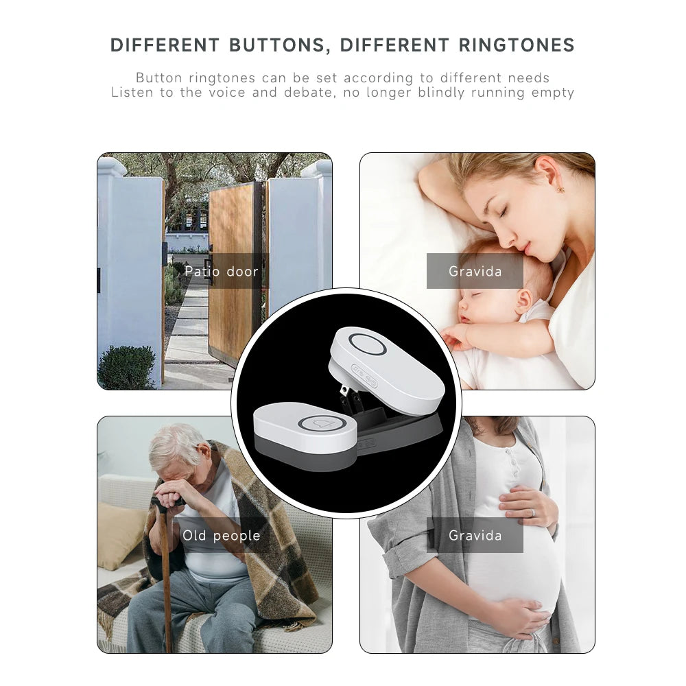 Hococa US/EU/UK Plug Outdoor Wireless Doorbell 60 Songs Melodies Waterproof Welcome Door Bell 200m Remote Call Bell With Battery