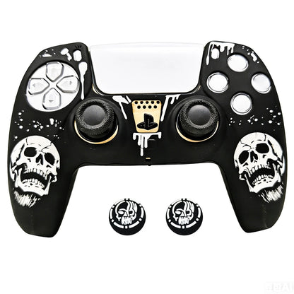 For PS5 Controller Silicone Cover Soft Skin Case with Laser Engraving 2 Thumb Grips Anti-Slip Shockproof Dustproof Covers