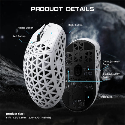 ATTACK SHARK R5 Ultra Carbon Fiber Wireless Gaming Mouse ,39g SUPERLIGHT , 8K Polling Rate, PAW3950MAX Sensor (42000 DPI),