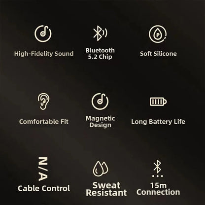 LED Digital Display Wireless Earbuds Neckband Magnetic TF Card Support Earphones Stereo Sound Long Standby