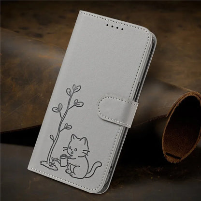 Cats & Trees Pattern Leather Phone Case For VIVO Y39 Y29 Y19S Y38 Y78+ Y17S Y27 Y36 Y16 Y56 5G Wallet Flip Cover Card Holder Bag