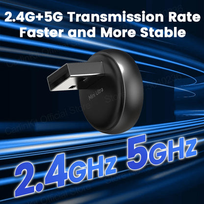 2026 CarlinKit 5.0 Mini Ultra 3 CarPlay Android Auto Wireless Adapter 2.4G&5.8GHz WiFi BLE OTA Upgrade For OEM Car Plug and Play