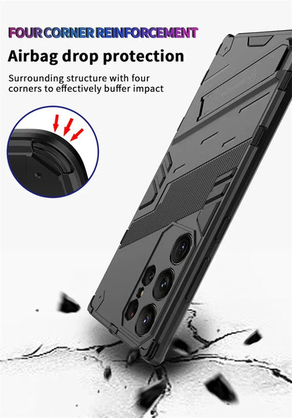Armor Shockproof Phone Case For Samsung Galaxy S26 S25 S24 S23 S22 Ultra Plus Edge  S26 Pro With Holder Lens Protect Cover