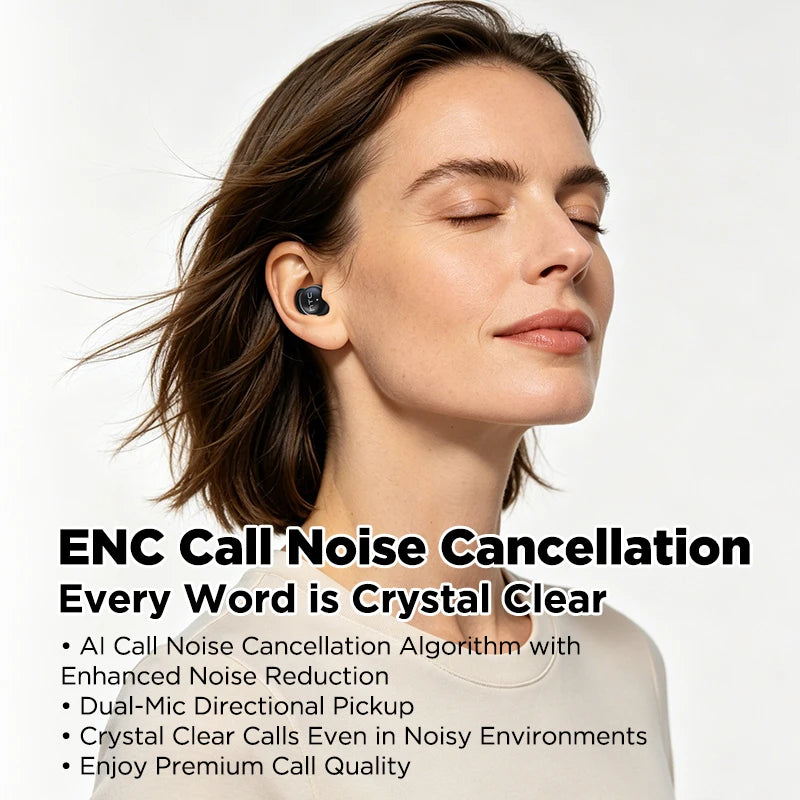 HTC NE91 Wireless Bluetooth Earbuds Noise Cancelling Headphones for Office Nap Work Break Comfortable Lightweight Sleep Earbuds