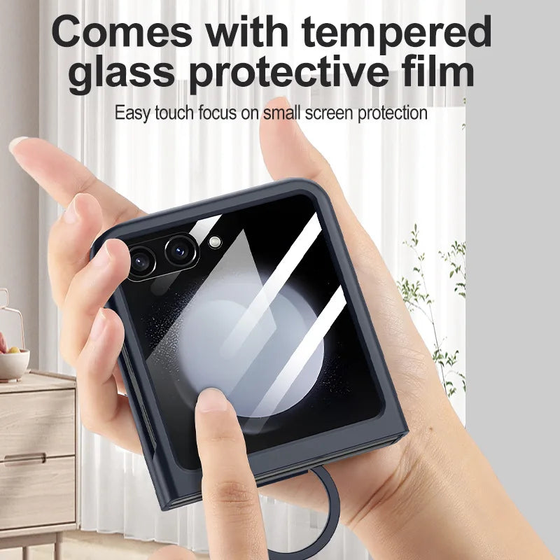 Hot Skin Feel Glass Case for Samsung Galaxy Z Flip 7 FE 6 5 5G Fold Business Fashion Cover Anti-knock Cases for Flip5 Flip6