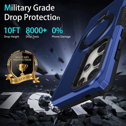 Luxury Armor Case for Samsung Galaxy S26 S25 S24 S23 S22 S21 S20 Note 20 Ultra Plus FE F12 Ring Holder Slide Lens Stand Cover