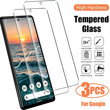 3PCS Tempered Glass for Google Pixel 9 8 Pro 9A 8A 7 7A 6 6A 9H Protective Transparent Screen Protector Film Glass