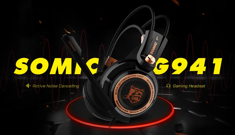 Somic G941 ANC Stereo Over-Ear Gaming Headset Wired Gaming Headphone With MIC USB LED Light Active Noise Cancellation