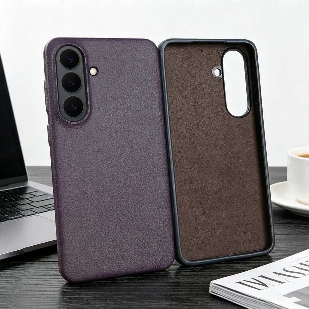 For Magsafe Case For Samsung Galaxy S26 Ultra S24 Plus S25 Edge S23 S21 S20 FE Note 20 S22 Ultra Phone Case Leather Back Cover