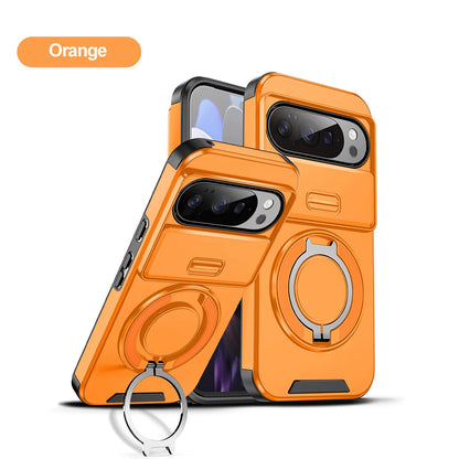Heavy Duty Rugged Phone Case for Google Pixel 10 9  Pro XL 7 8 9 10 Pro 8A 9A Cases with Sliding Lens Cover Ring Kickstand Funda