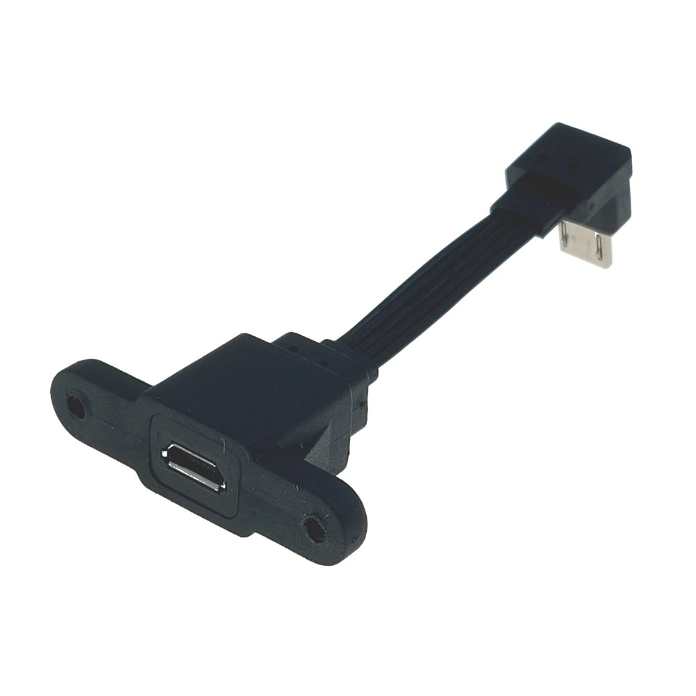 5CM 10CM 20CM MicroUSB panel mounting connector female Micro USB 5-pin.extension cable 30cm 50cm, with screw holes