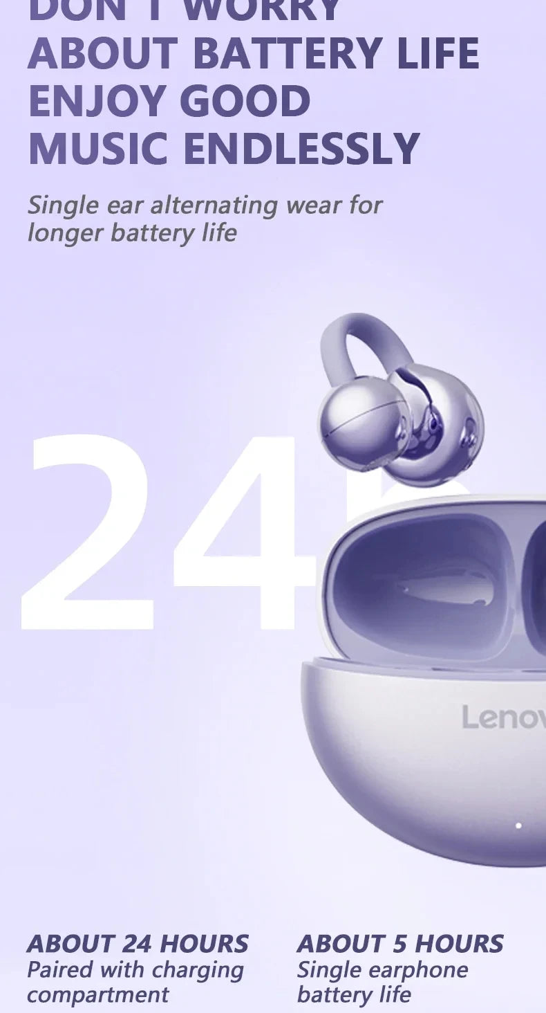 Lenovo TA410 Bluetooth Earbuds Wireless Headphones Ear Clip TWS Earphones Noise Cancelling Sports Gaming Headset for Android iOS