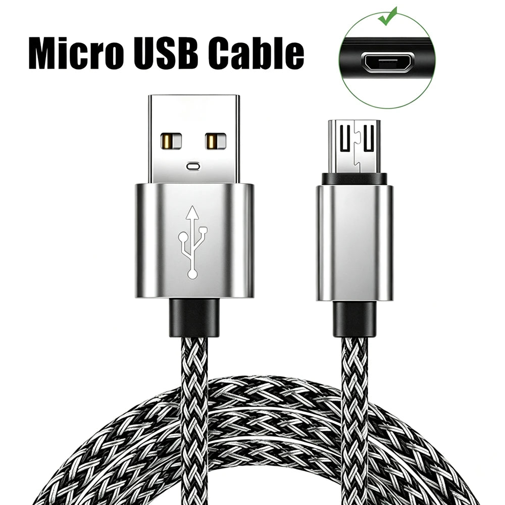 Micro USB Data Charging Braided Cable For Samsung S7 Redmi 9A 10A 12C Honor 7 8X 9i 20i OPPO R11 R15 A3 A51 A73 A7X VIVO Y85 Y93