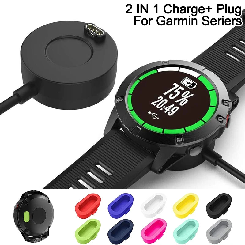 USB Watch Charger Cable For Garmin Fenix 7 7S 7X 6 6S 6X 5 5S 5X Forerunner 945 935 245 255 Charging Dock With Dust Plug Cover