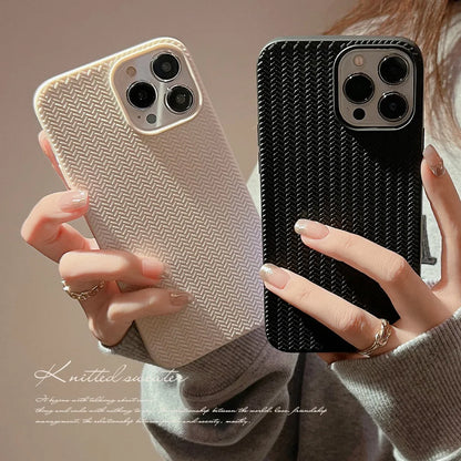 Colored Autumn and Winter Solid Weave Pattern Phone Case For Iphone 14 13 12 11 Pro Max X XR XSMAX 7 8 Plus Fashion New Products