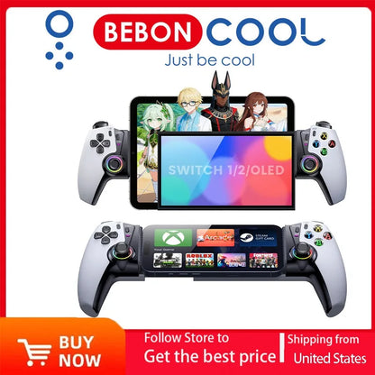 Beboncool Handy Controller for Iphone/Android/Switch 2/Switch/Oled, Mobile Controller with Rgb Light, Hall Effect Joystick