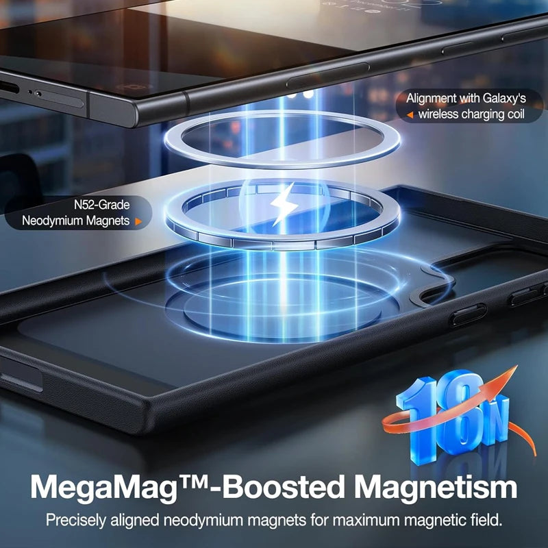 UYUXIO Magnetic Mobile Phone Case with Kickstand for Samsung Galaxy S26 S25 S24 S23 Ultra FE S22 Plus Cover Stand with Holder