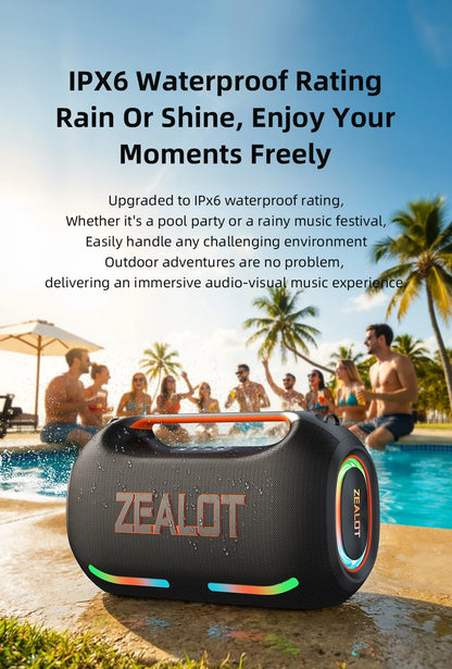 ZEALOT ZE41 250W Bluetooth Subwoofer | 48000mAh Long-Lasting Battery, RGB Lights, OTG Recording, Smart APP Control
