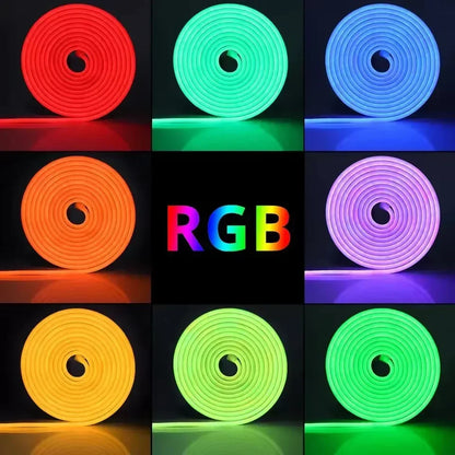 24V Neon Rgb Led Strip Light Remote Control Waterproof Outdoor 5M 10M 15M 20 Meter 30M Led Flexible Neon Rope Ribbon Tape Band