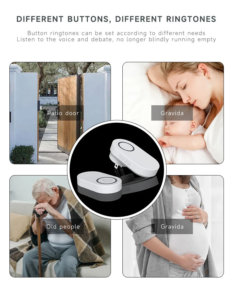 Hococa US/EU/UK Plug Outdoor Wireless Doorbell 60 Songs Melodies Waterproof Welcome Door Bell 200m Remote Call Bell With Battery