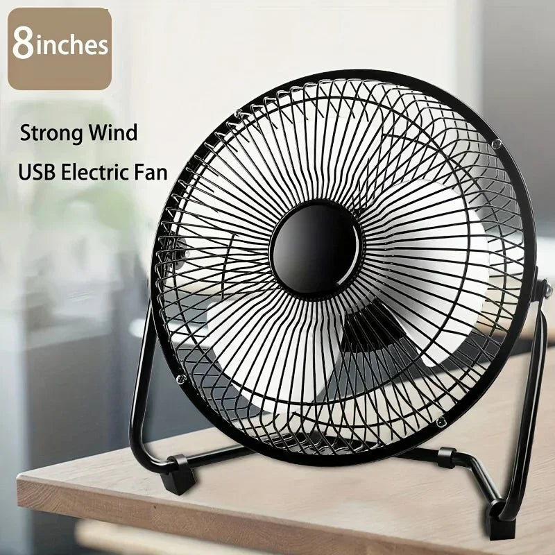 USB Powered Desktop Fan 4/6/8 Inch 2 Speed Adjustable 4 Blades 360° Rotation Portable Electric Fan for Home Office Computer