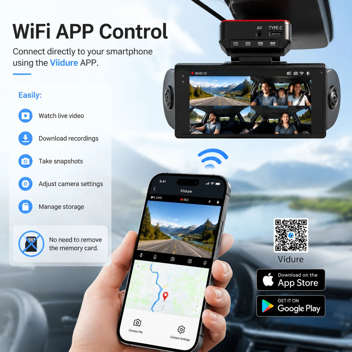 4K 4-CHs Dash Cam WiFi GPS, Front Rear Left Right Car Video Recorder, 24H Parking Monitoring Night Vision Dashcam Supercapacitor