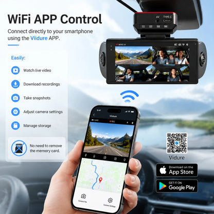 4K 4-CHs Dash Cam WiFi GPS, Front Rear Left Right Car Video Recorder, 24H Parking Monitoring Night Vision Dashcam Supercapacitor